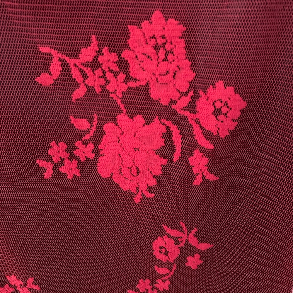 Asymmetrical red and black sheer floral dress - Picture 3 of 4